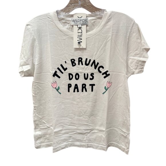 Wildfox Tops - NEW Wildfox Til Brunch Do Us Part White Graphic Short Sleeve Tee - XS
